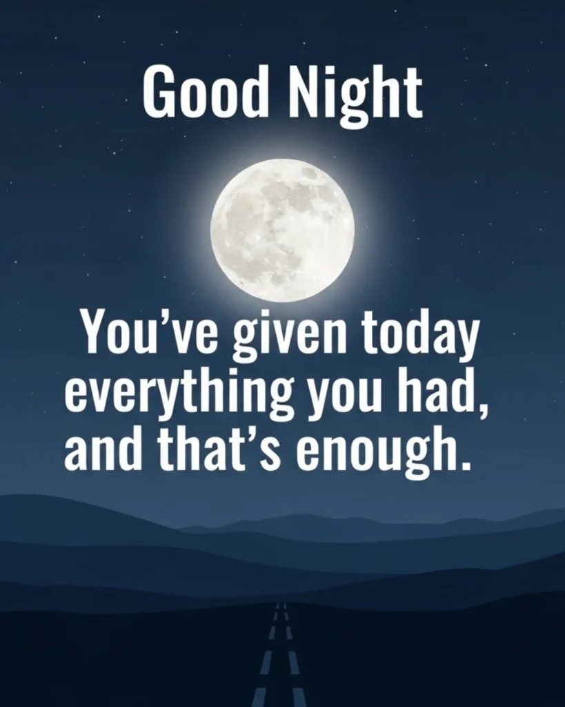 Good night blessings for him card with dark blue sky, glowing moon, and mountain silhouette