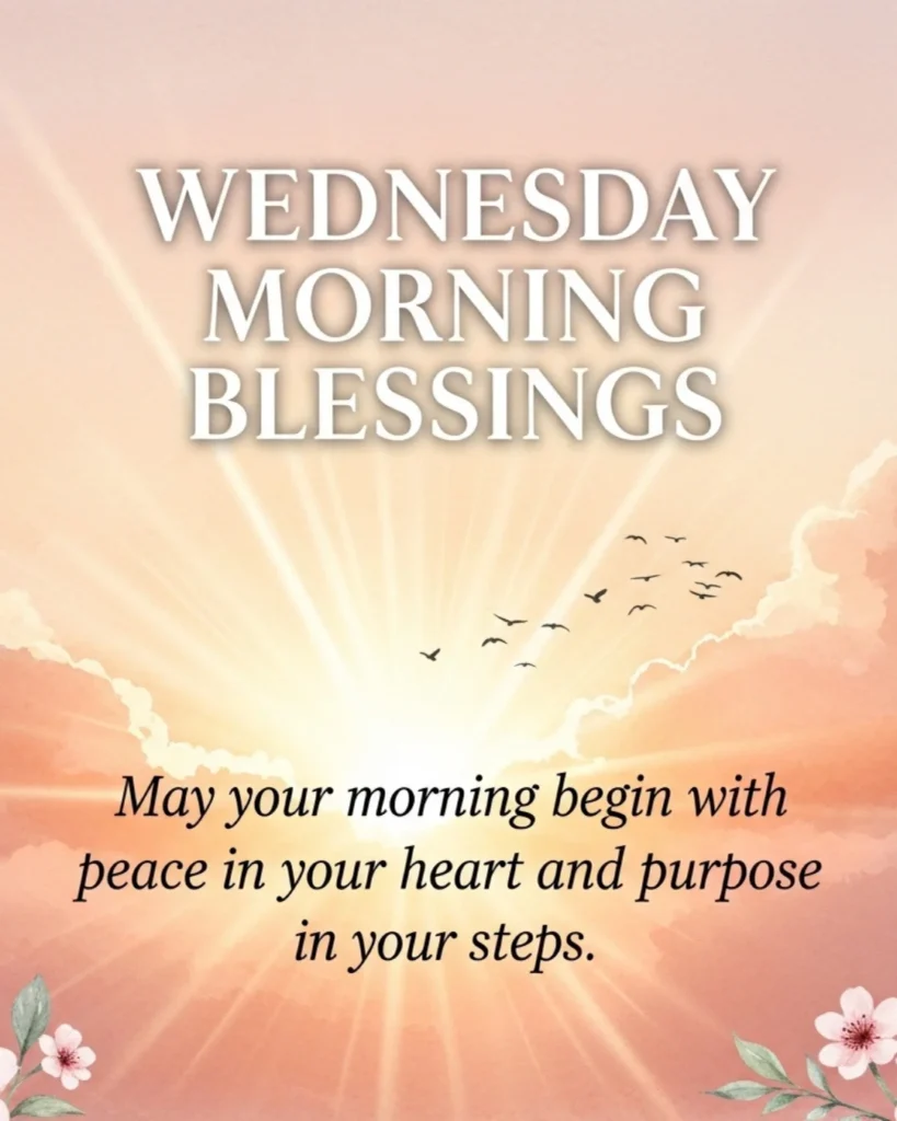 Good morning Wednesday blessings with sunrise and peaceful quote