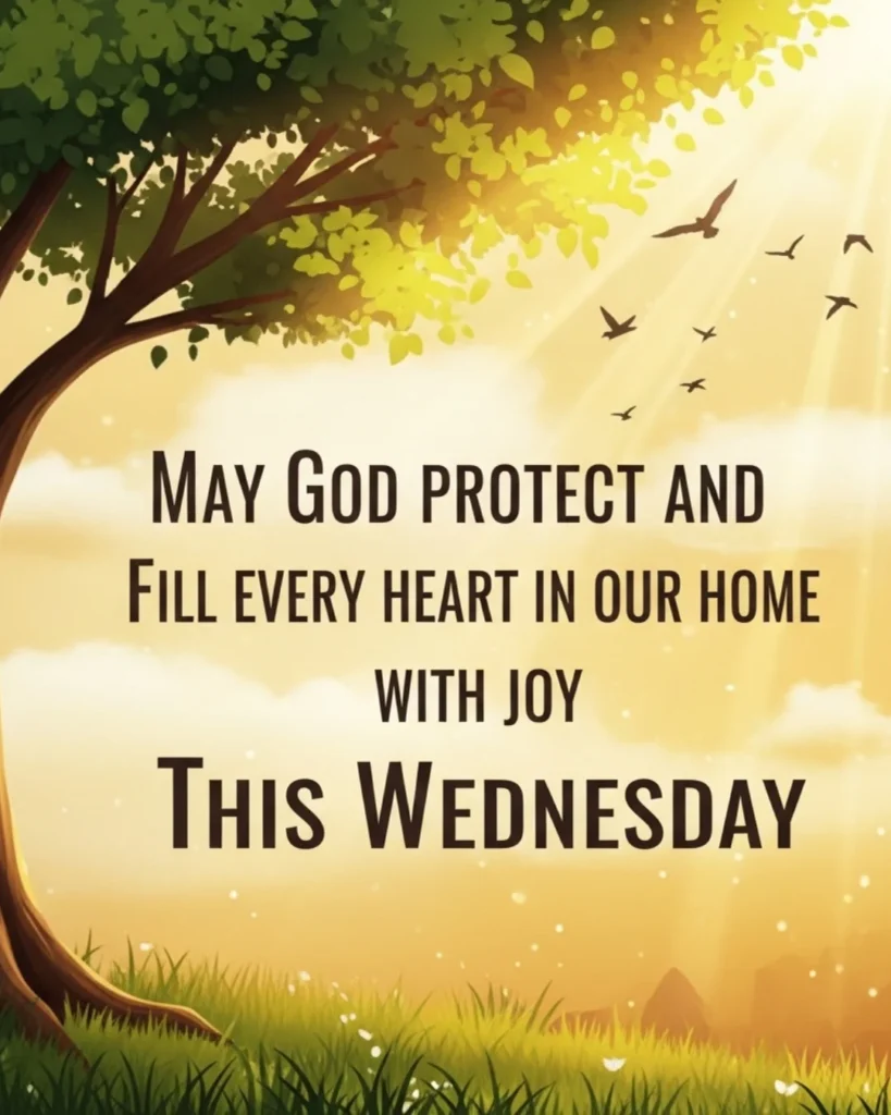 Wednesday blessings for family with warm golden background and loving quote