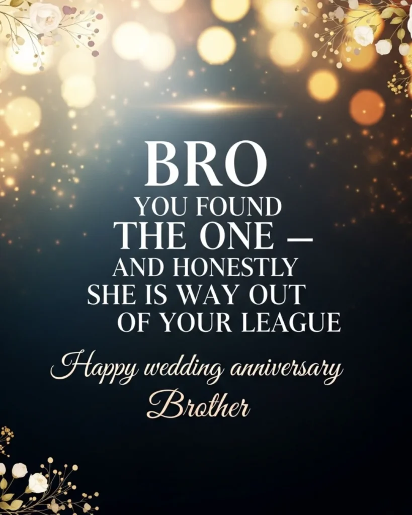 Anniversary wishes for brother and his wife with heartfelt message and elegant romantic design
