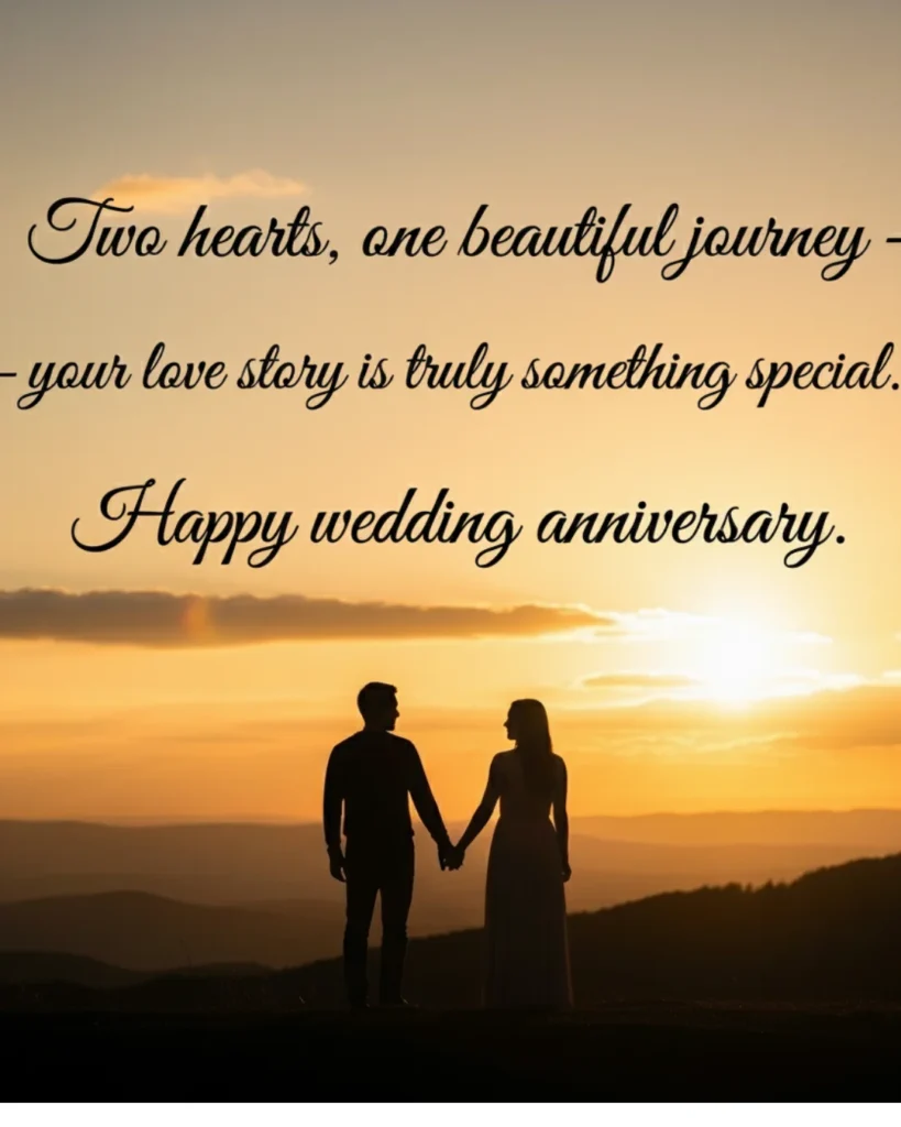 Beautiful anniversary wishes for couples with romantic message and warm theme