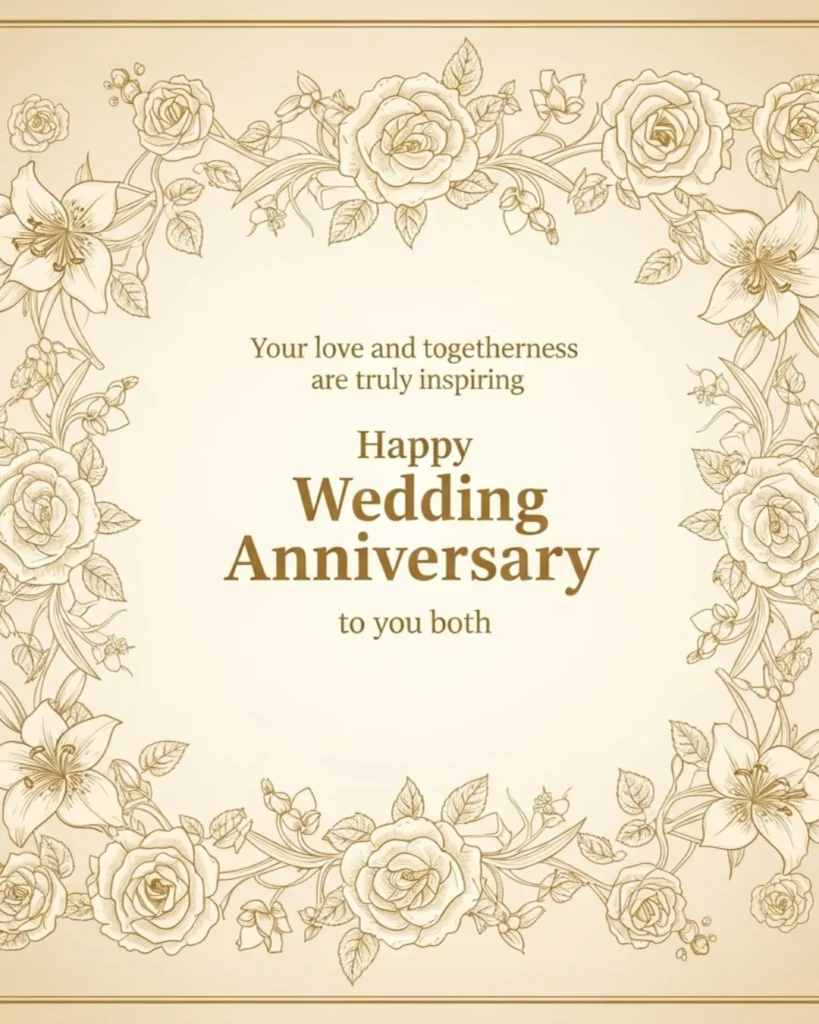 Respectful anniversary wishes for uncle and aunty with classic greeting card design