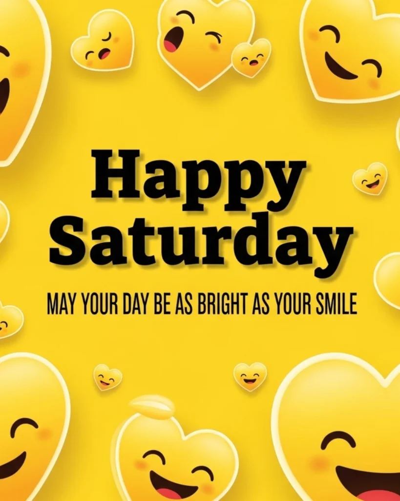 A bright and cheerful Saturday wish encouraging the reader to have a day as radiant and positive as their own smile