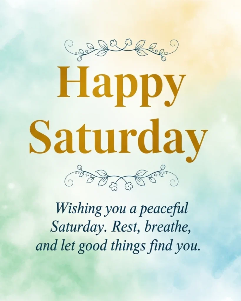 A calm Saturday message focused on resting, breathing, and staying open to receiving good things throughout the day.