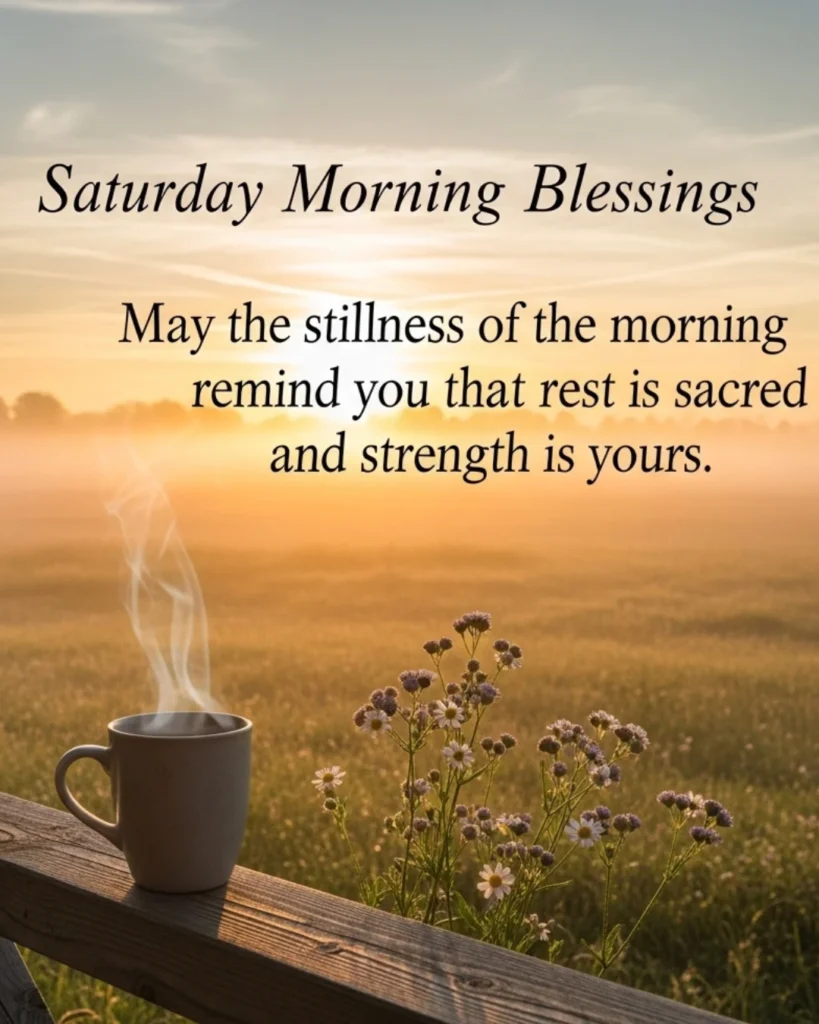 Saturday morning blessing text emphasizing that rest is sacred and providing spiritual strength for the weekend.