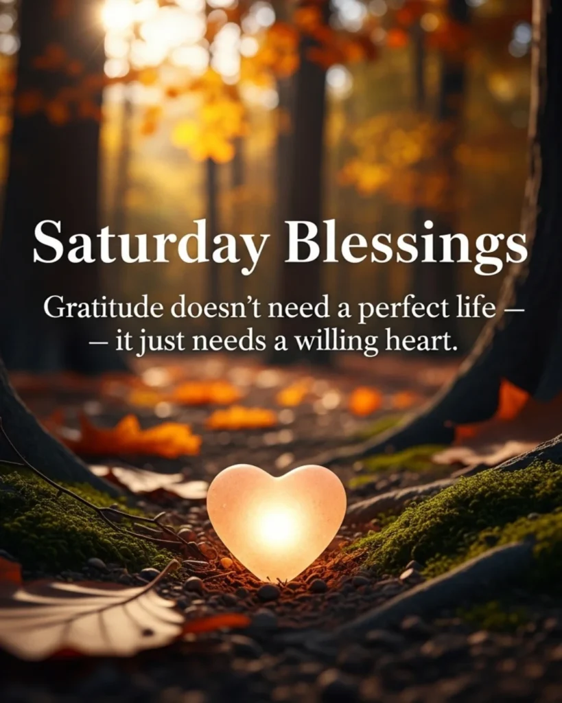 Gratitude quote highlighting that a willing heart is the only requirement for a blessed and thankful life.