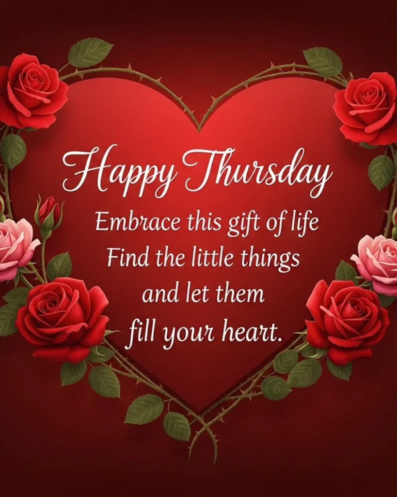 A high-quality gallery image featuring bright spring blooms and uplifting Thursday morning greetings.